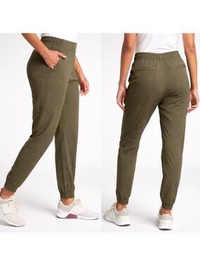 Athleta Brooklyn Textured Jogger Pants Green Size 4 Athleisure Gym Lounge